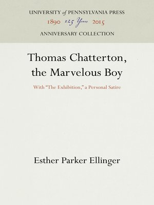 cover image of Thomas Chatterton, the Marvelous Boy